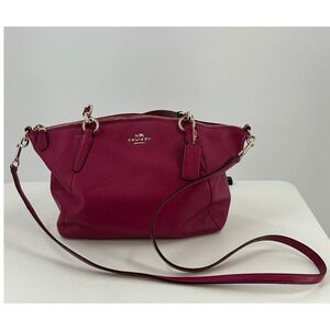 Coach Kelsey Satchel Magenta Pink Pebbled Leather Crossbody Bag Gold Hardware